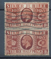 GB 1935 Silver Jubilee King George V 1 ½ D Fine Used Vertcal Pair - Oblitérés