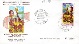 CAMEROUN A 165,166,167 Fdc (3) Brésil Italie, Pelé, 9 éme Mondial Football 1970 Mexico, Stade Aztèque - 1970 – Mexico