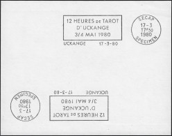 France 1980. Épreuve D'empreinte SECAP. 12 Heures De Tarot D'Uckange (jeu De Cartes). Tirage 3 Ex. - Zonder Classificatie