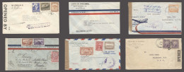 ECUADOR. 1918-45. Censor Unusual 6 Better Fkd Covers Airmail. - Equateur