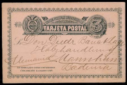 ECUADOR. 1890 (30 Nov). Guayaguil - Germany. 3c Stat Card / Used. Fine / Cds. - Equateur