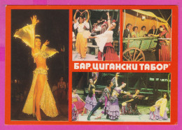 309820 / Bulgaria - Golden Sands (Varna) Pop Band In Bar "Gypsy Tabor" Belly Dancer Erotic Womеn Music Violin, Vine 1976 - Danse