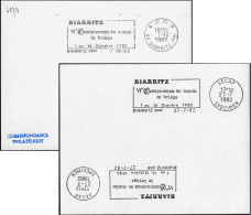 France 1982. Épreuve D'empreinte SECAP + Définitif Port Payé. Biarritz, Championnats De Bridge. Jeu De Cartes. Tir 3 Ex. - Unclassified