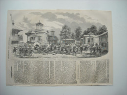 GRAVURE 1852. ENCEINTE DU PESAGE SUR L’HIPPODROME DE CHANTILLY. COURSES A CHANTILLY. REUNION D’AUTOMNE. - Dessins