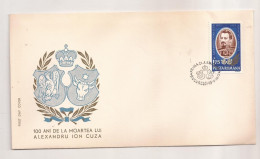 P4 Plic FDC ROMANIA - Prima Zi A Emisiunii - 100 Ani De La Moartea Lui A.I. Cuza - First Day Cover ,uncirculated 1973 - FDC