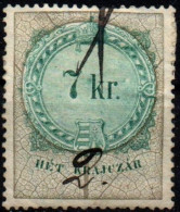 1891 Hungary Croatia Slovakia Vojvodina Serbia Romania Transylvania K.u.k Kuk - Revenue Tax Stamp - USED - 7 Kr. - Fiscale Zegels