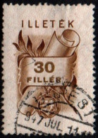 Ungheria - 1946 ILLETEK Postage Revenue 30 Filler USED - Fiscale Zegels