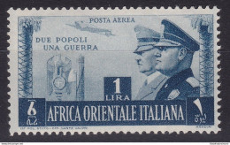 1941 AFRICA ORIENTALE ITALIANA, PA 20  1 Lira Azzurro-grigio  MNH/** - Italienisch Ost-Afrika