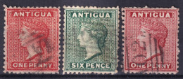 Antigua. 1873-84 Y&T. 4, 5, 13, - 1858-1960 Colonia Británica