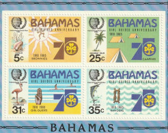 THEMATIC SCOUTING:  INTERNATIONAL YOUTH YEAR AND 75th ANNIVERSARY OF GIRL GUIDE MOVEMENT.  EMBLEMS    -  MS   -  BAHAMAS - Unused Stamps