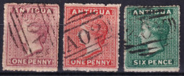 Antigua. 1863  Y&T. 2, 2A, 3, - 1858-1960 Kolonie Van De Kroon