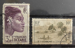 Lot De 2 Timbres Etablissements Français De L'Océanie - Usados