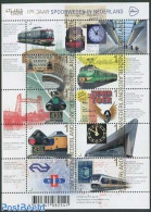 Netherlands 2014 175 Years Railways 10v M/s, Mint NH, Transport - Stamps On Stamps - Railways - Art - Bridges And Tunn.. - Ongebruikt