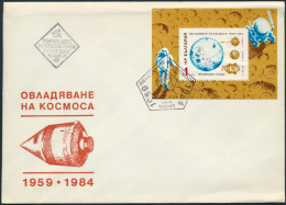 Bulgarien Brief Block 147 FDC SST 25. Jahrestag Start Erste Mondsonde Weltraum - Storia Postale