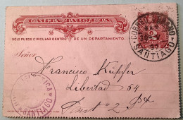 UNION HELVETICA Chile 1897 SANTIAGO CORREO URBANO2c Postal Stationery Letter Card (entier Postal Schweizer Heimat Verein - Chile