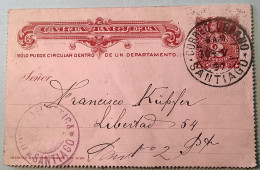 UNION HELVETICA Chile 1897 SANTIAGO CORREO URBANO2c Postal Stationery Letter Card (entier Postal Schweizer Heimat Verein - Chili