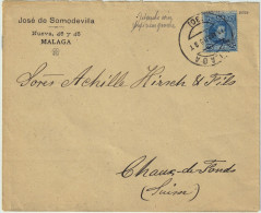 ESPAGNE/ESPAÑA 1910 Ed.248 Sobre Carta De  MÁLAGA A Suiza - Covers & Documents