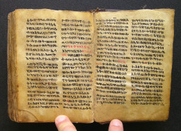 Antique Coptic Ge'ez Handwritten Bible With 3 Icons / Ethiopia - Manuscripts