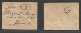 ECUADOR. 1900 (15 Nov) Yquitos, Amazonas - Lima, Peru (5 Enero 1901) Stampless Cash Paid "Franca Iquitos" (Type I) Cds E - Ecuador