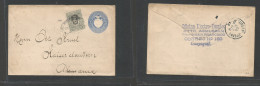 ECUADOR. 1899 (28 Sept) Guayaquil - Germany, Kaiserlautern. 3c Blue Stat Lettersheet + 1c Adtl Tied Oval Ds. Fine Scarce - Ecuador
