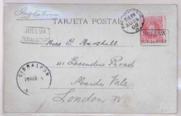 E-ALFONSO XIII. 1906. 243. Puebla De Guzman / Huelva A Inglaterra. T.P. Matasello Carteria. Rara, Circulada Al Extranjer - Autres & Non Classés