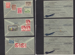 ECUADOR. 1939. Guayaquil - Switzerland, Wattwill + Lichtenstein. 3 Reverse Airmail Multifkd Envelopes Interesting Usages - Ecuador