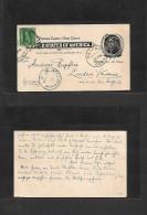 CUBA - Stationery. 1903 (31 Enero) Habana - Alemania, Lindan (19 Febr) Entero Postal. USA Sobrec. Cuba 1c Pesoo + Sello  - Autres & Non Classés