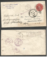 CUBA - Stationery. 1949 (Oct 6) Marianao - USA, Indianapolis (Oct 6) 2c Red Stationery Envelope + Missent To Fayette Vil - Other & Unclassified