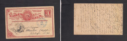 COSTA RICA. 1898 (16 Enero) San Jose - Germany, Munster 3c Red Stat Card, Blue Cds. Via NY. Fine Used. - Costa Rica