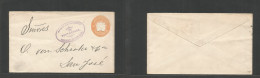 COSTA RICA. C. 1899. Punta Arenas - San Jose. 5c Orange Embossed Stat Envelope, Oval Violet Cachet (xxx/R) Lovely Usage. - Costa Rica