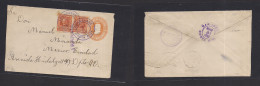 COSTA RICA. 1923 (6 March) Abangarez - Mexico, DF. 5c Orange Stat Env + 2 Adtls, Tied Cds + "TRANSITO" Stline. Via San J - Costa Rica