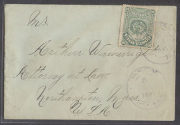 COSTA RICA. 1893 (5 May). San Jose - USA, Northampton, Mass (14 May). Fkd Env 10c Green Violet Cds. - Costa Rica