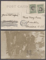 COSTA RICA. 1908. S Jose - USA, Lusiana (17 Nov). Private Photo Card Fkd 2c Green X2 Box Town Ds. Scarce. - Costa Rica