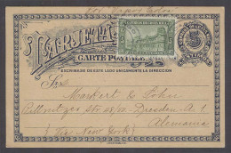 COSTA RICA. 1928 (6 Oct). Cartago - Germany. 5cts Blue Stat Card 5cts Adtl Green Cds. Fine. - Costa Rica