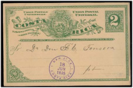 COSTA RICA. 1895. San Jose. Local Used 2c Green Stat Card. German Society Group. VF. - Costa Rica