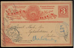 COSTA RICA. 1896. S Jose - Germany. 3c Red Stat Card / Fine Used. - Costa Rica