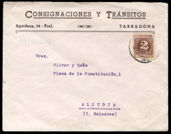 E-PROVINCIAS. 1940. TARRAGONA. 815º. Tarragona A Alcudia (Baleares). Sobre Tarifa Impresos. Muy Bonito. - Autres & Non Classés