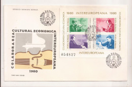 P6 Plic FDC ROMANIA - Prima Zi A Emisiunii - Colaborarea Intereuropeana 1980, Format Mare - First Day Cover - FDC