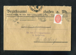 "DEUTSCHES REICH" 1927, Dienstmarke Mi. 118 EF Auf Dienstbrief Ex Bezirksamt Ludwigshafen Nach Heidelberg (A0089) - Dienstzegels