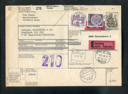 "SCHWEIZ" 1978, Auslandspaketkarte Ex St. Gallen Nach Wuppertal, Frankatur ! (A0099) - Lettres & Documents