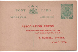 INDIAN POSTAL STATIONERY - PRINTED COVER - ASSOCIATION PRESS - Y.M.C.A. CALCUTTA - Briefe