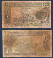 500 Francs CFA, 1989 A, Cote D' Ivoire, G.20, A 149849, Oberthur, P#_06, Banque Centrale États De L'Afrique De L'Ouest - West African States