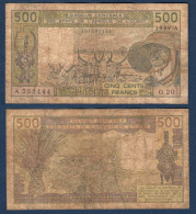 500 Francs CFA, 1989 A, Cote D' Ivoire, G.20, A 533444, Oberthur, P#_06, Banque Centrale États De L'Afrique De L'Ouest - West African States