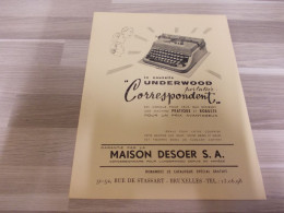 Reclame Advertentie Uit Oud Tijdschrift 1955 - La Nouvelle UNDERWOOD Portative Machine à écrire - Maison DESOER S.A. - Publicités