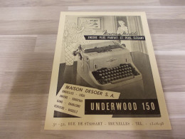 Reclame Advertentie Uit Oud Tijdschrift 1955 - La Nouvelle UNDERWOOD 150 Portative Machine à écrire - Maison DESOER S.A. - Publicités