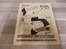 Reclame Advertentie Uit Oud Tijdschrift 1955 - UNDERWOOD 100% électrique -  Machine à écrire - Maison DESOER S.A. - Publicités