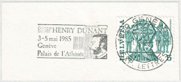 Schweiz / Helvetia 1985, Flaggenstempel Colloque Société Henry Dunant Genève - Croix-Rouge
