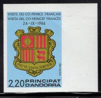 ANDORRA(1986) Coat Of Arms. Margin Imperforate. Scott No 351. - Otros & Sin Clasificación