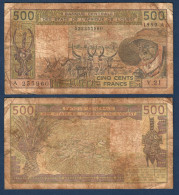 500 Francs CFA, 1990 A, Côte D' Ivoire, Y.21, A 255960, Oberthur, P#_06, Banque Centrale États De L'Afrique De L'Ouest - Stati Dell'Africa Occidentale