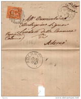 1887 LETTERA CON ANNULLO CIVITAVECCHIA + ADERNO' CATANIA - Storia Postale